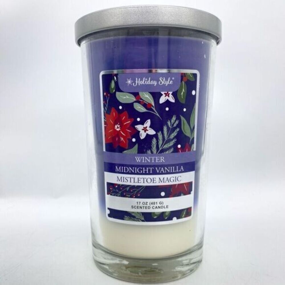Winter Midnight Vanilla and Mistletoe Layered Scented Candle New